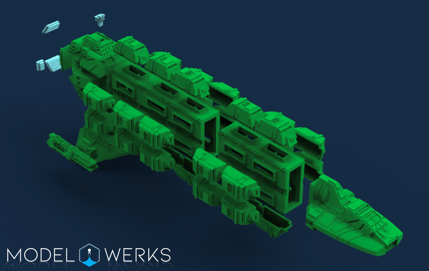 1:1000 24th Century Alien Freighter STL File Download