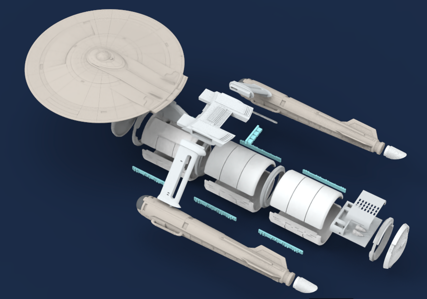 1:1000 Discovery Enterprise Ptolemy Conversion Kit STL Download