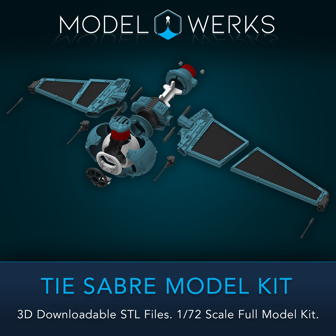 1/72 Scale Tie Sabre Full Kit STL File Download