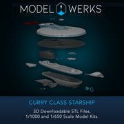 1/1000 1/650 Curry Class Starship — STL File Download