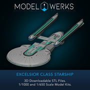 1/1000 1/650 1/350 Excelsior Class Starship — STL File Download