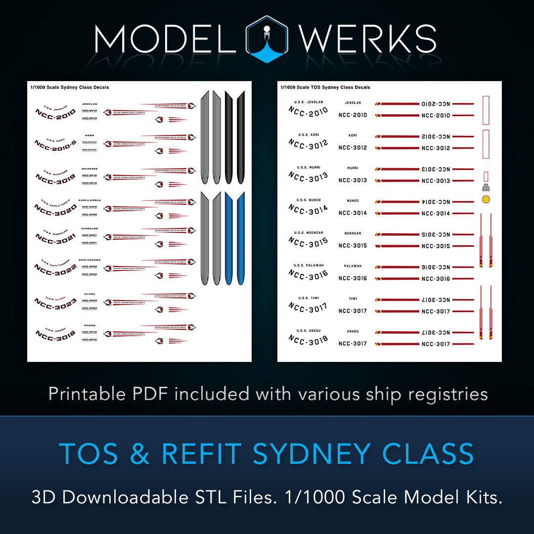 1/1000 TOS and Refit Sydney Class STL File Download