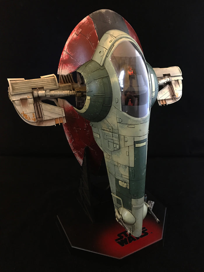 One-of-One 1/72 Scale Slave One — Original Fine Molds OOP Model Kit Built and lit.