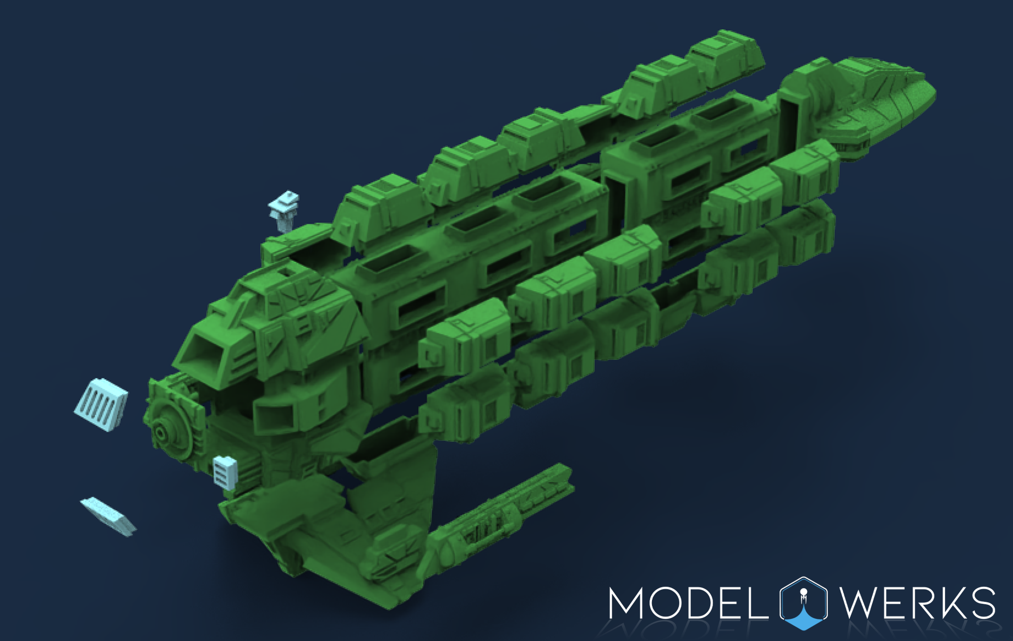 1:1000 24th Century Alien Freighter STL File Download
