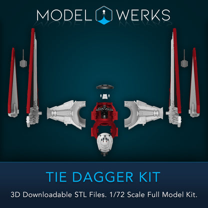 1/72 Scale Tie Dagger Full Kit STL File Download