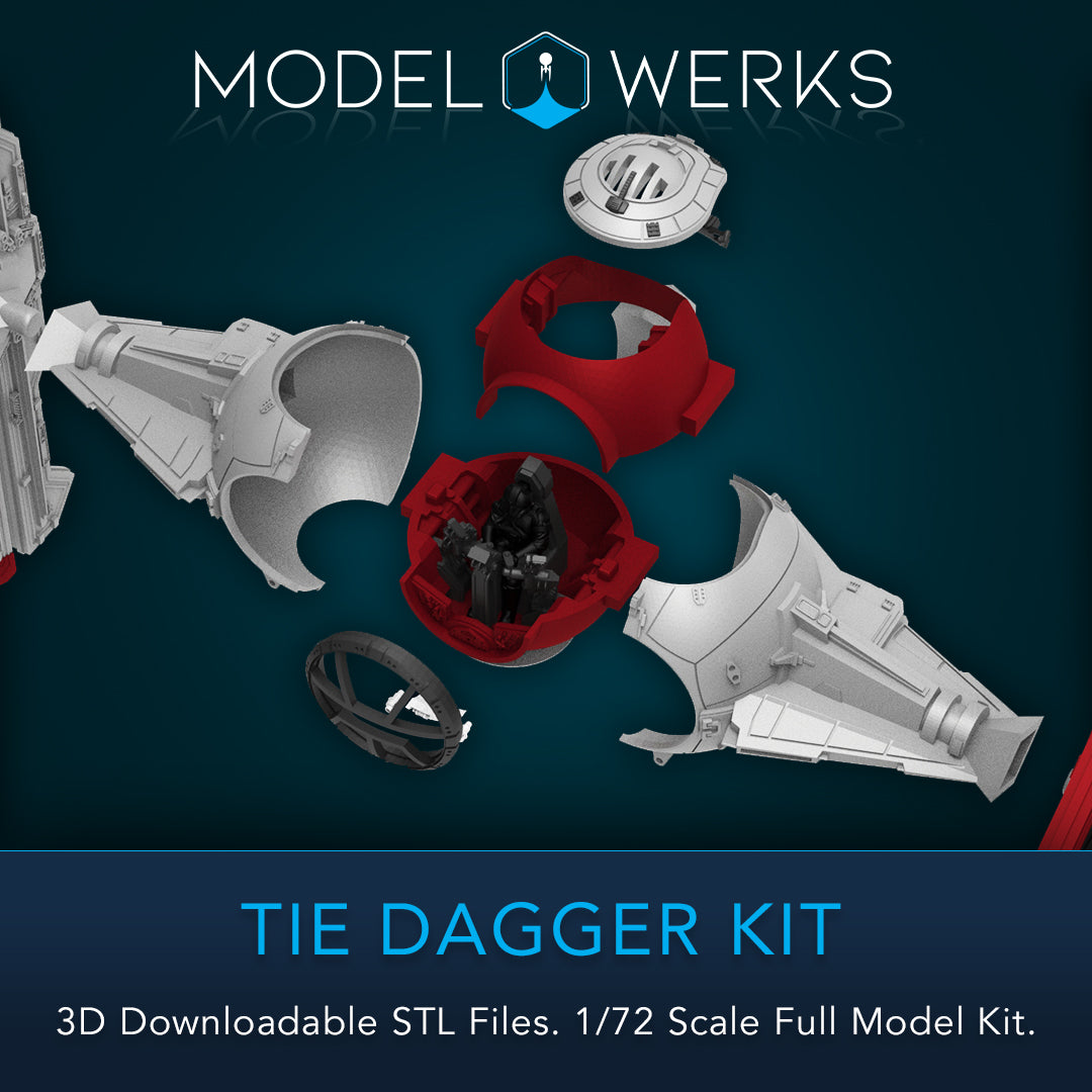 1/72 Scale Tie Dagger Full Kit STL File Download