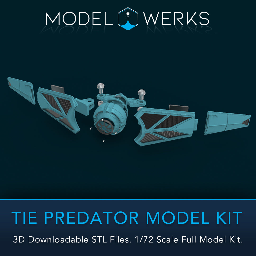 1/72 Scale Tie Predator Full Kit STL File Download