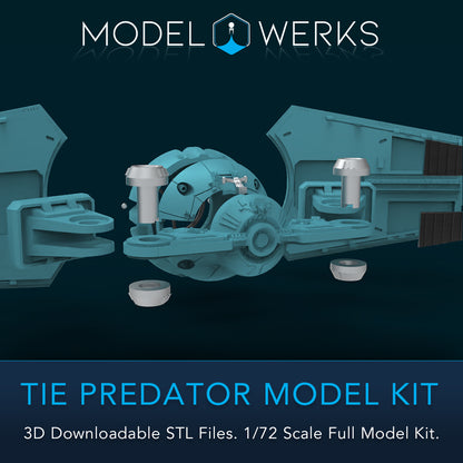 1/72 Scale Tie Predator Full Kit STL File Download